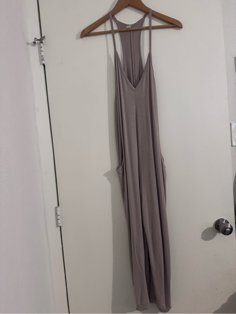 Aritzia Relaxed Taupe Strappy V-Neck Maxi Dress